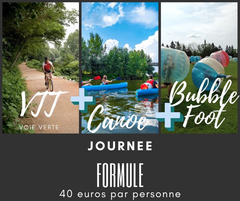 vtt canoe bubble foot vichy aventure activité enterrement vie de garçon